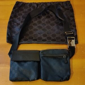 NWOT - Gucci Black Belt Bag with Dual Pockets Unisex